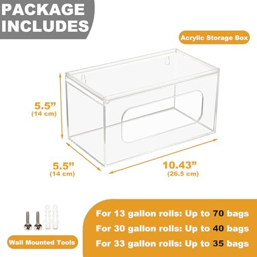 SEANADO Acrylic Trash Bag Dispenser, Wall Mount Kitchen Organizer