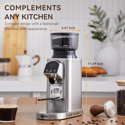 olayks. Conical Burr Coffee Grinder, Electronic Timer