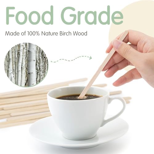 WISYOK 1000Pcs 7 Inch Coffee Stirrers, Birch Wood