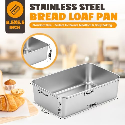 8 Pack Loaf Pans for Baking Bread 9x5In Stainless Steel bread Pan