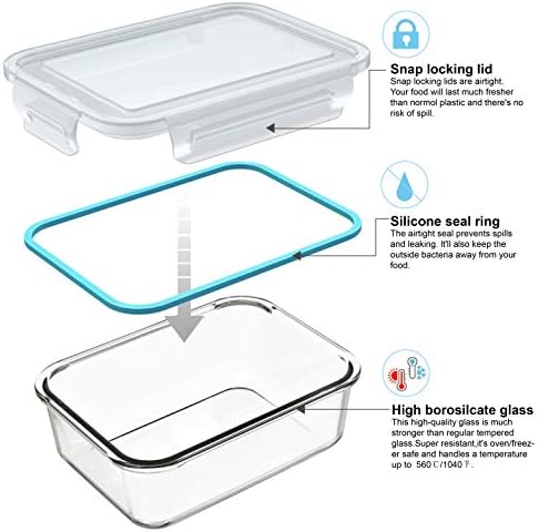 AILTEC 9 Pack Glass Food Storage Containers with Lids
