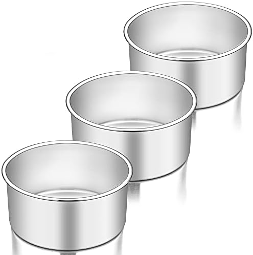 TeamFar 6 Inch Cake Pan, 6” x 3” Stainless Steel Round Baking Pan Set