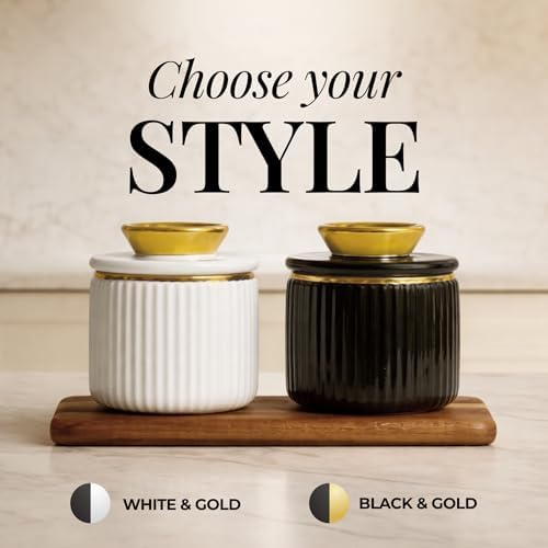 Styled Settings Butter Dish with Lid for Countertop, Black and Gold