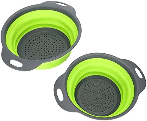 2Pcs Round Collapsible Colanders for Kitchen, 2 Sizes