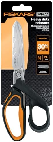 Fiskars PowerArc Heavy-Duty Scissors, Up to 30% More Power, Length