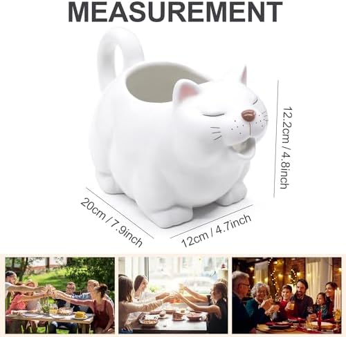 Ceramic Gravy Boat, 23oz Cute Cat Sauce Jug with Smooth Handle
