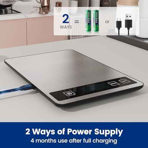 【33 lb & USB Rechargeable】 Digital Kitchen Food Scale Kitchen Scale