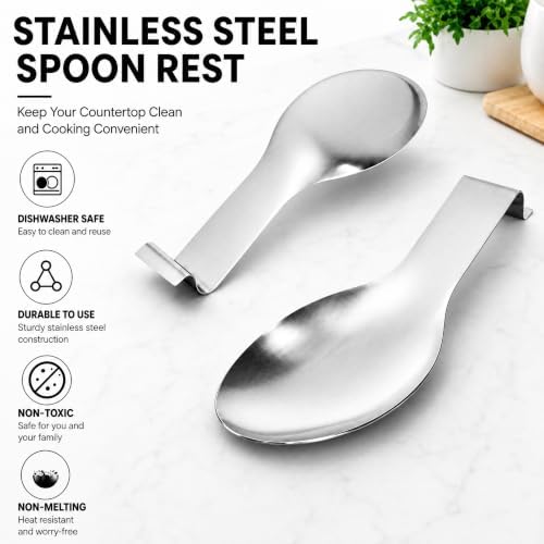 8 Pack Stainless Steel Spoon Rest, Large Size Ladle Spatula Tong