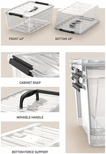 WYT Clear Latch Storage Bins, 6-Pack, 5-Litre