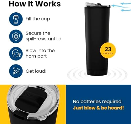 The LoudCup 23 oz 2-in-1 Water Bottle & Noisemaker, Jet Black