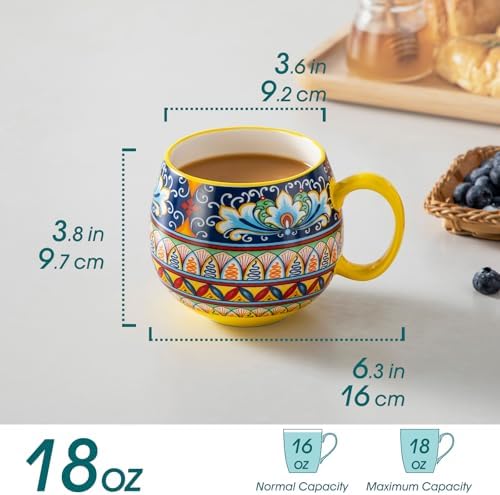 vancasso Coffee Mugs Set of 6, 18oz Ceramic Coffee Cups, Colorful
