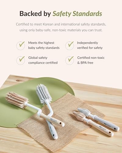 Moyuum Silicone Baby Bottle and Nipple Brush Set | Made in Korea