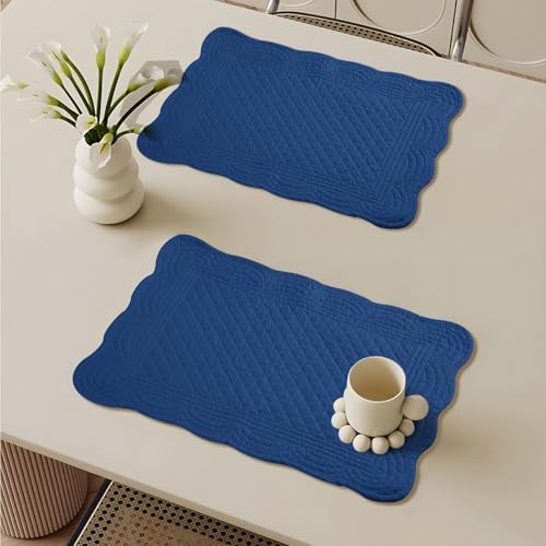 6 PC Quilted Placemats, 18"X13"Extra Large Cotton Placemats Set of 6