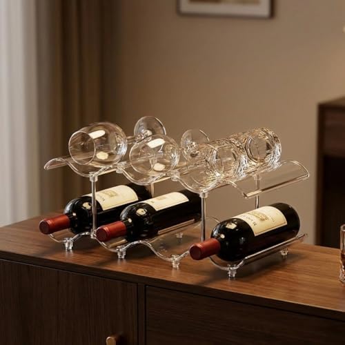 Stackable Water Bottle Storage Organizer, Clear Freestanding Wine