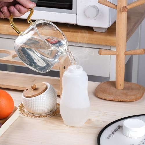 6 pack Condiment Squeeze Bottles for Sauces 12oz with Flip Top, Hot