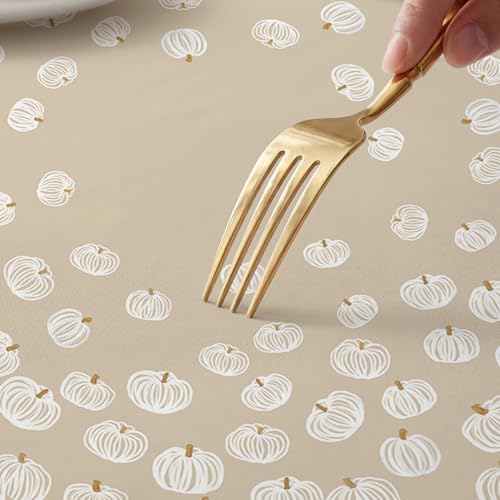 Horaldaily Fall Fitted Tablecloth for 64x44 Inch Oval,Cute Pumpkin
