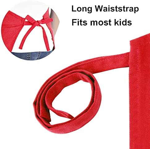TOPTIE Child Cotton Canvas Apron with Pocket, Adjustable Strap for