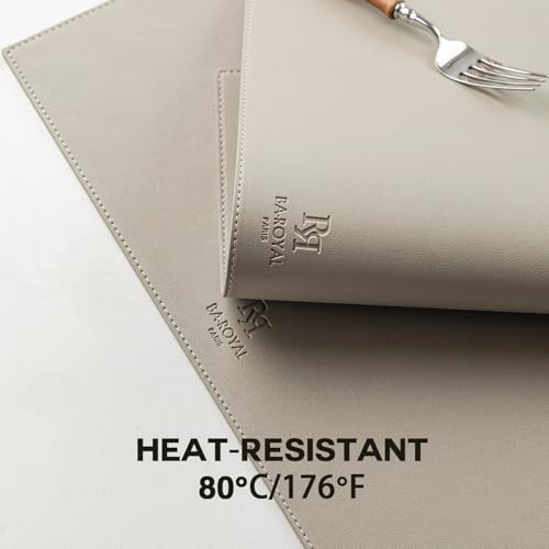 Baroyal Faux Leather Placemats Set of 6 Vinyl Washable Wipeable Table