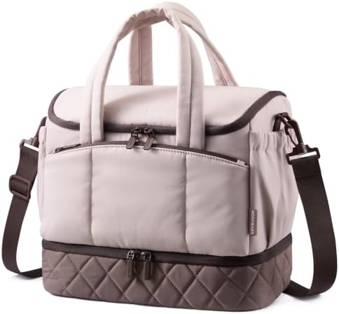 LOVEVOOK Insulated Lunch Bag Women, Double Deck Lunch Box with Cup