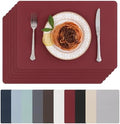 SHACOS Vinyl Placemats Set of 6 Faux LeatherPlace Mat, Red