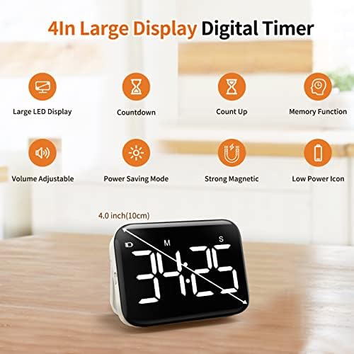Digital Kitchen Timer, Magnetic Large Display