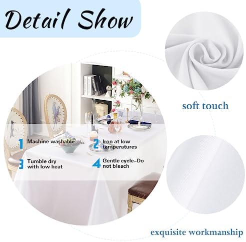 FINDYOU 10 Pack White Table Cloth Rectangle Table 60 x 102 Inch