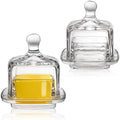 ZOOFOX 2 Pack Glass Butter Dish, Small Glass Butter Keeper with Lid