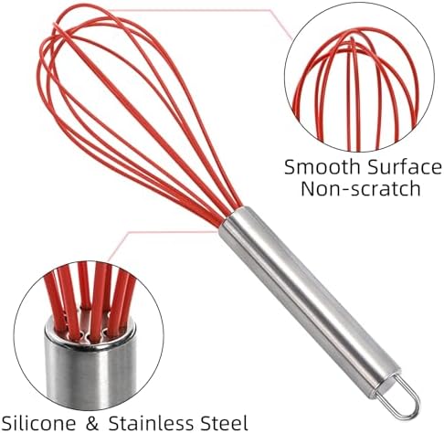 Cididu Set of 24 Silicone Whisk Bulk for Cooking, 10 In Wisking Tool