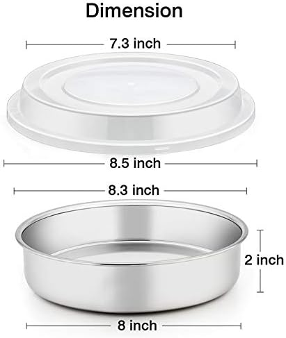 TeamFar 8 Inch Cake Pan, Stainless Steel Round Baking Pans with Lids-4