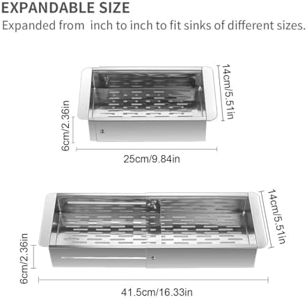 Stainless Steel Sink Strainer - Over the Sink Colander Stainless Steel