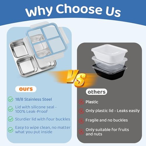 3 Pack Stainless Steel Snack Containers with Lids 25 oz