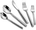 Silverware Set Round Hammered Handle 60 Pieces Service for 12