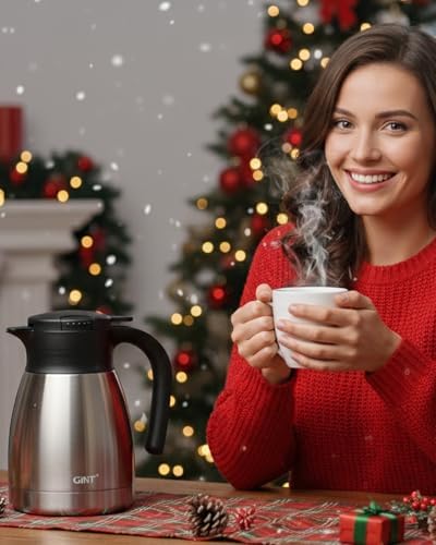 GiNT 34Oz Thermal Coffee Carafe, Insulated Stainless Steel Coffee