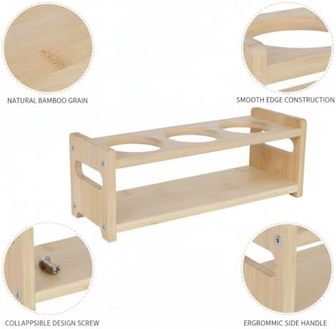 Spice Rack Organizer, Collapsible 3-Tier Bamboo Stand for Kitchen
