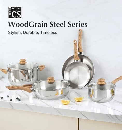KOCH SYSTEME CS Stainless Steel Frying Pan Set of 3, 8"&10"&12"
