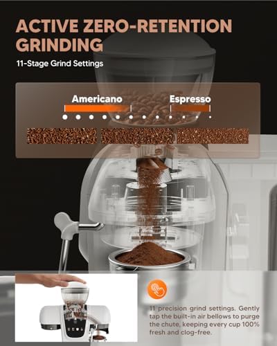 i Cafilas Semi-Automatic Espresso Machine with Grinder, White