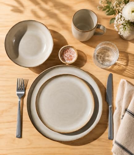 GBHOME Stoneware Dinnerware Sets for 6,18 Piece Rustic Plates and