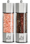 Round Manual Salt & Pepper Grinder Set, 2-Pack, Stainless Steel