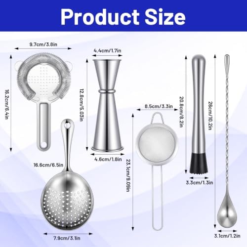 6 Pack Cocktail Strainer Set, Bar Tools Stainless Steel Includes