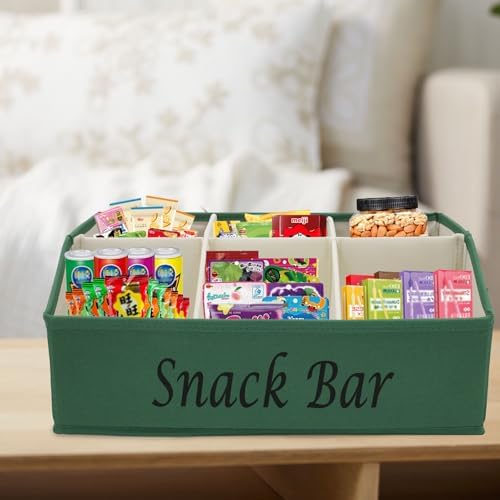 Snack Organizer for Countertop, Fabric Snack Bar Station with Handles