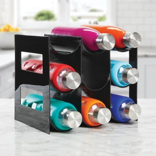 mDesign Plastic Water Bottle Organization/Wine Rack Storage Organizer