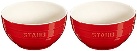 STAUB Ceramic 2-pc Large Universal Bowl Set, 6.5-inch/1.25-qt, Cherry