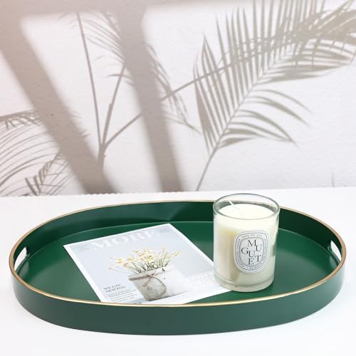 Spsyrine Dark Green Plastic Serving Tray for Ottoman, Coffee Table