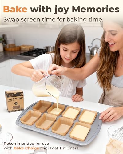 Bake Choice Mini Loaf Pan, 8-Cavity Non-Stick Carbon Steel Baking Pans