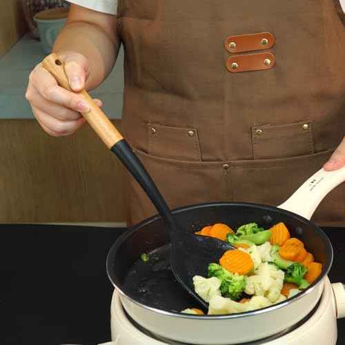 4PCS Silicone Cooking Utensils Set, Large Nonstick Spatula Spoons Set