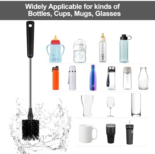 Water Bottle Brush, 15 Inches Long Stainless Steel Handle Bottle Brush