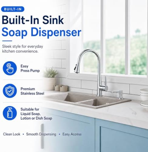 Wardock Kitchen Sink Soap Dispenser, Chrome