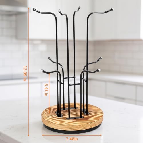 360° Rotating Coffee Mug Tree, 8 Hooks Countertop Mug Holder
