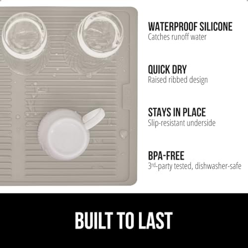 Gorilla Grip Free Silicone Dish Drying Mat for Kitchen Counter and