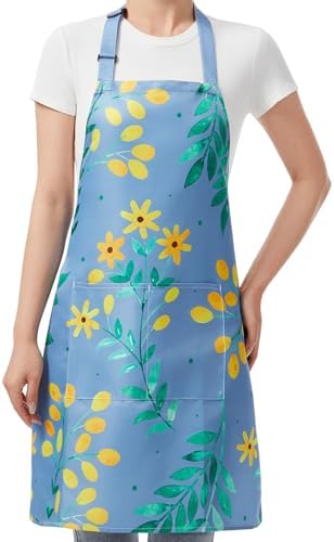 2 Pack Floral Aprons with Pocket, Blooming Womens Aprons Waterproof